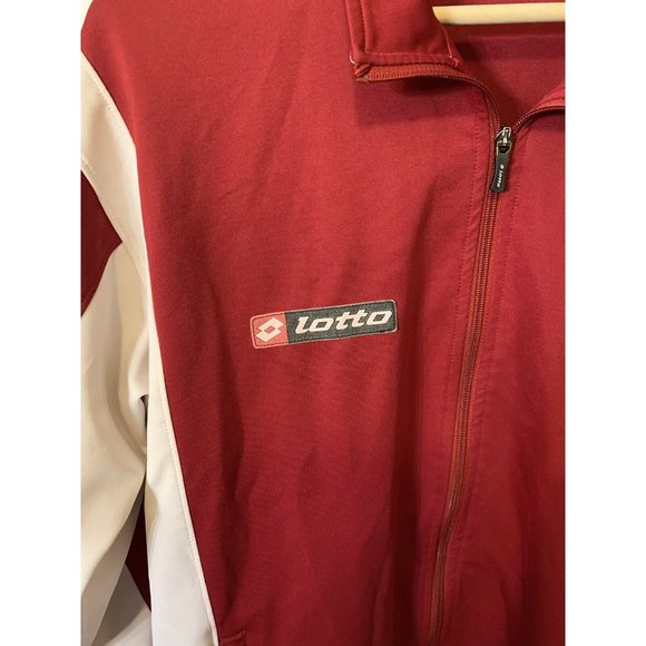 Lotto Men’s Sz L Soccer Track Jacket Red/White Full Zip Italian Sport Design - Picture 9 of 10